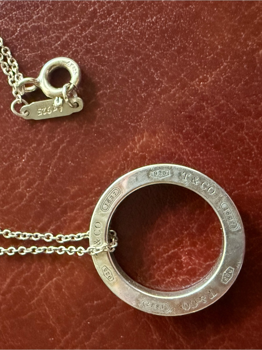 Tiffany & Co. Sterling Silver Open Circle Pendant Necklace with Blue Pouch - Picture 4 of 7